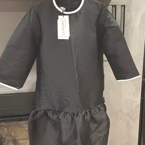 Lemon Elegant Black Kids Dress with White Accents